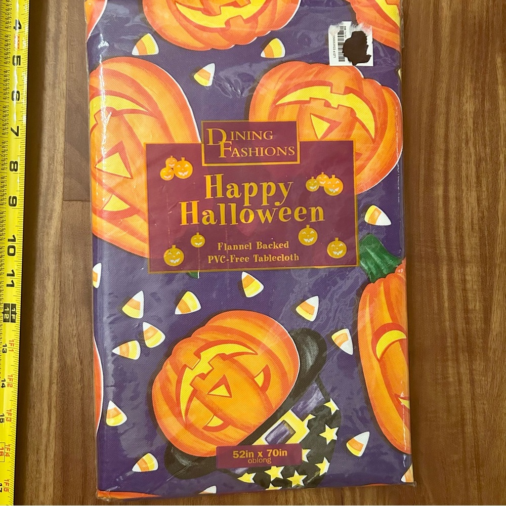 New Purple Pumpkins Stars Candy corn Halloween Vinyl Waterproof Tablecloth - Picture 2 of 3